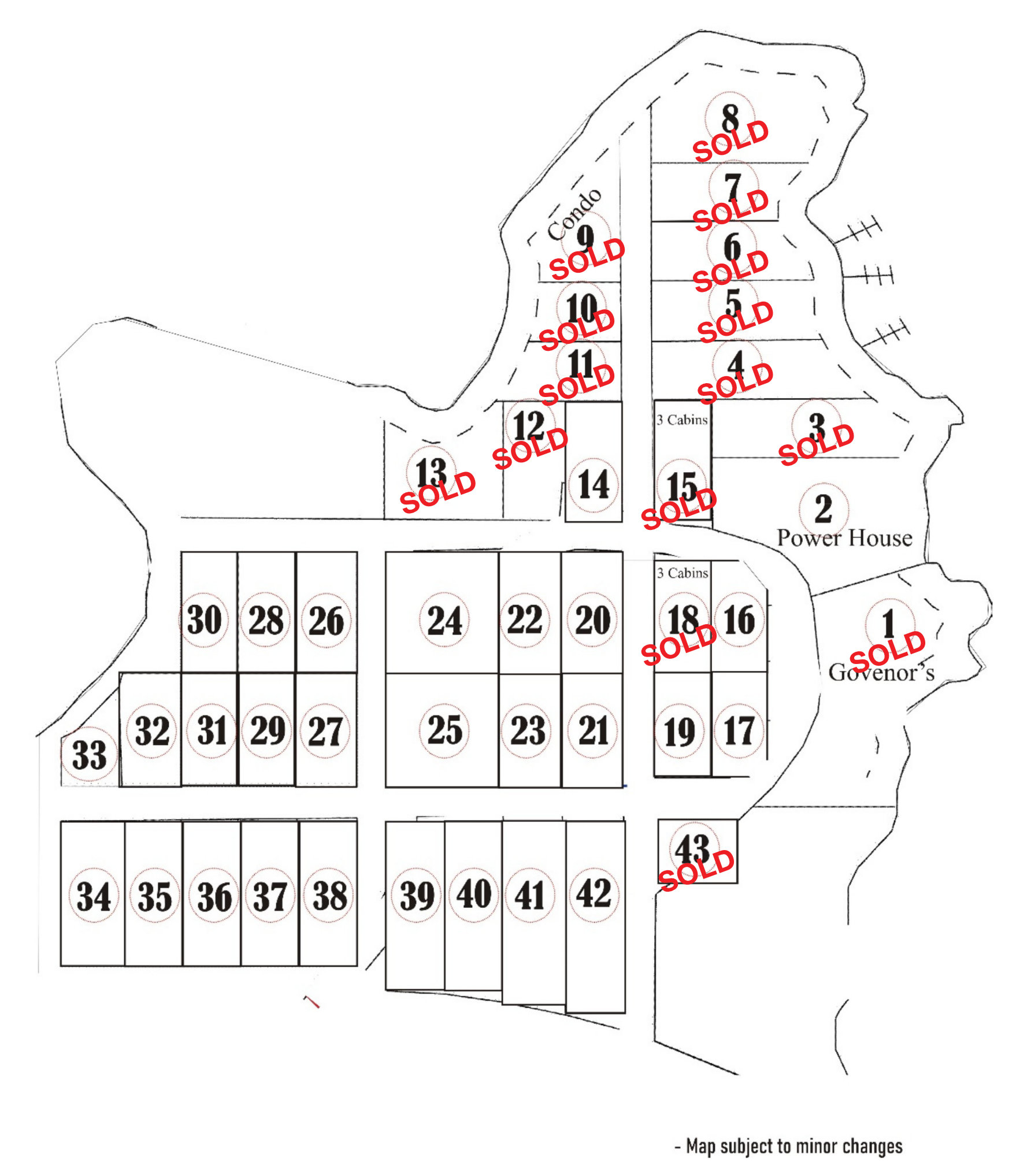 Lots For Sale Minaki On The River   Minaki Lot Map SOLDS 12 Aug 2023 